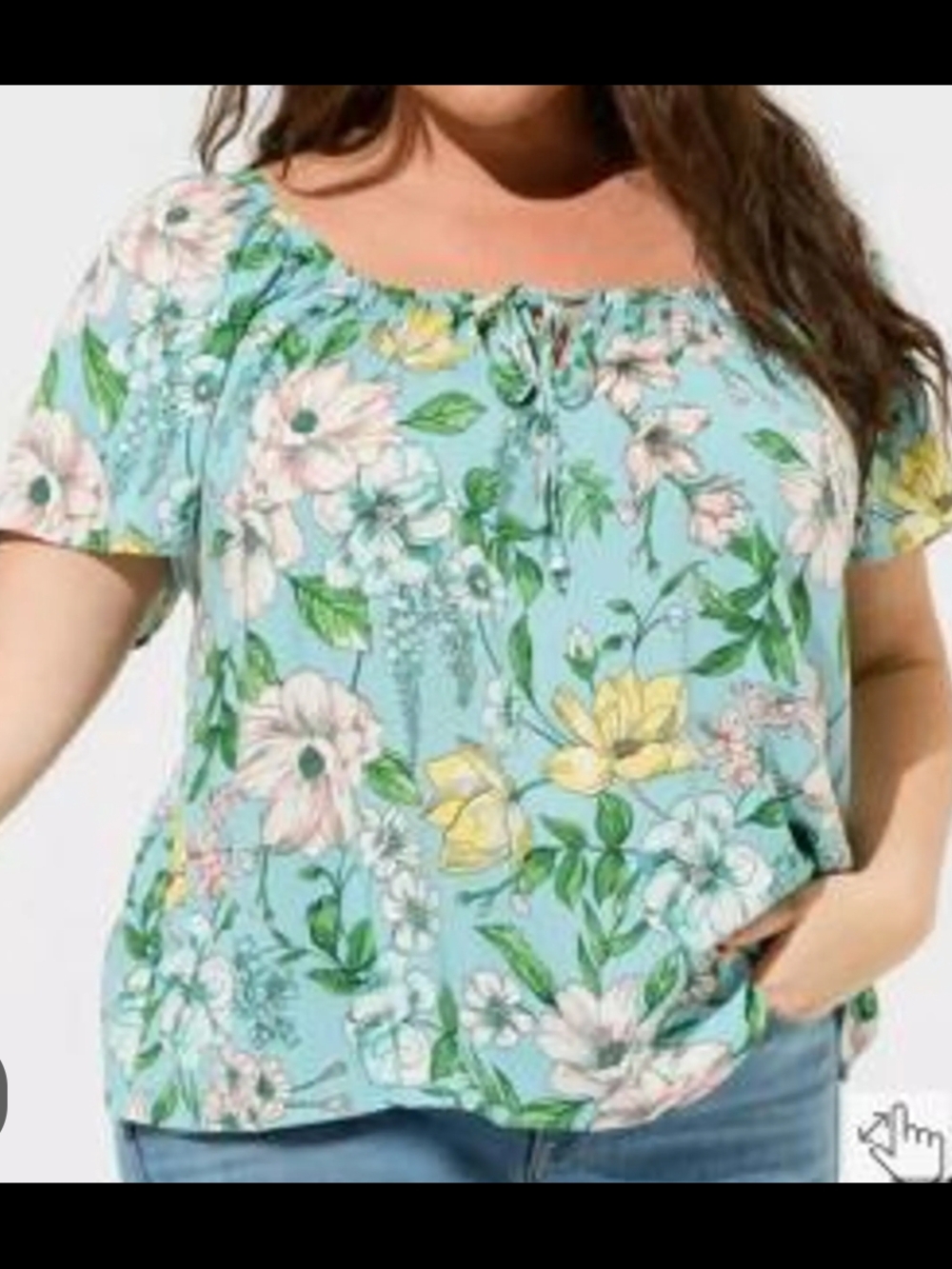 torrid Light Blue Floral Off-Shoulder Blouse